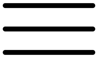 Üç paralel çizgili minimal siyah hamburger menüsü ikonu. Navigasyon, dijital arayüzler ve web tasarımı için çok yönlü bir sembol. UIUX projeleri ve mobil uygulama geliştirme için mükemmel.