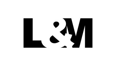 LM logosu cesur bir şekilde tasarlandı. Siyah beyaz kimlik sembolü. Modern tipografi simgesi. Şirket marka ikonu. En küçük iş şablonu.