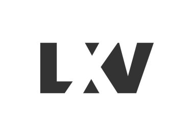 LXV logo tasarımı. İlk harf L X V kalın yazı tipi teknoloji girişimleri, danışmanlık, kurumsal markalaşma. Yaratıcı şirket adı, manşet başlıkları tipografi kimliği, moda logoti tipi. Vektör illüstrasyonu.