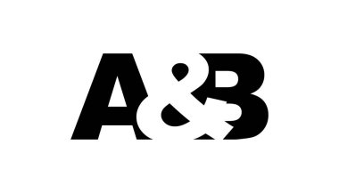 AB logosu cesur bir şekilde tasarlandı. Siyah beyaz kimlik sembolü. Modern tipografi simgesi. Şirket marka ikonu. En küçük iş şablonu.