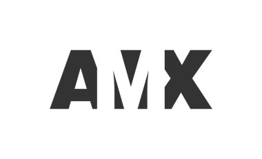 AMX logo tasarımı. İlk harf A M X kalın yazı tipi teknoloji girişimleri, danışmanlık, kurumsal markalaşma. Yaratıcı şirket adı, manşet başlıkları tipografi kimliği, moda logoti tipi. Vektör illüstrasyonu.