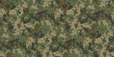 Topraksı yeşiller, kahverengiler ve bronzlaşmış tenlerde karmaşık dijital kamuflaj deseni. Ordu, avcılık ve açık hava temalı tasarımlar için mükemmel..