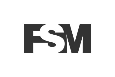 FSM logo tasarımı. İlk harf F S M koyu yazı tipi. Teknolojik girişimler, danışmanlık, kurumsal markalaşma için. Yaratıcı şirket adı, manşet başlıkları tipografi kimliği, moda logoti tipi. Vektör illüstrasyonu.