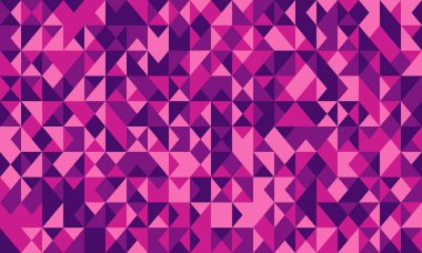 Soyut geometrik arkaplan. Canlı pembe ve mor üçgen mozaik desen. İnternet sitesi afişleri, sunumlar ve dijital tasarımlar için ideal. Enerji, modernlik ve karmaşıklık taşır..