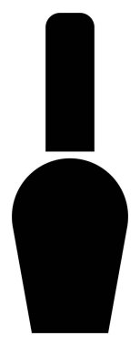 Parlak siyah tırnak cilası şişesi silueti. Modern salon markalaşması, kozmetik uygulama ikonları ve güzellik endüstrisi grafikleri için mükemmel. Zarafet ve bencilliği temsil eden minimalist bir simge.