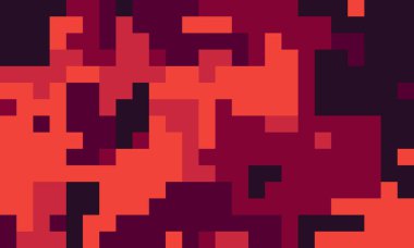 Soyut piksel sanat arkaplanı. Kırmızı ve koyu kestane rengi pixelated doku. İnternet sitesi afişleri, teknoloji tasarımları veya modern sunumlar için mükemmel..