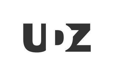 UDZ logo tasarımı. İlk harf U D Z kalın yazı tipi teknoloji girişimleri, danışmanlık, kurumsal markalaşma. Yaratıcı şirket adı, manşet başlıkları tipografi kimliği, moda logoti tipi. Vektör illüstrasyonu.