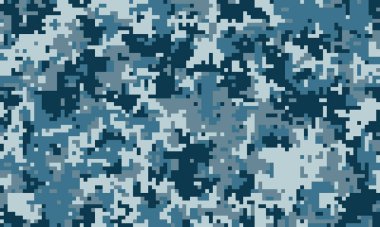 Mavi tonlarda soyut dijital kamuflaj deseni. Geçmişler, dokular veya askeri temalı tasarımlar için mükemmel..