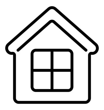 Barınağı, evi ve gayrimenkulleri temsil eden minimalist bir ev çizgisi ikonu. Bu temiz, modern taslak emlak uygulamaları, ipotek siteleri ve yerli tasarım projeleri için mükemmeldir..