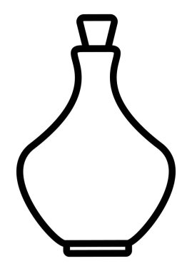 Klasik bir cam şişenin ya da durduruculu sürahisinin zarif taslağı. Bu çok yönlü vektör grafiği çeşitli dijital tasarımlarda kimya, simya veya ev dekorasyonu için mükemmeldir..