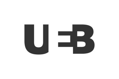UEB logo tasarımı. İlk harf U E B kalın yazı tipi teknoloji girişimleri, danışmanlık, kurumsal markalaşma. Yaratıcı şirket adı, manşet başlıkları tipografi kimliği, moda logoti tipi. Vektör illüstrasyonu.
