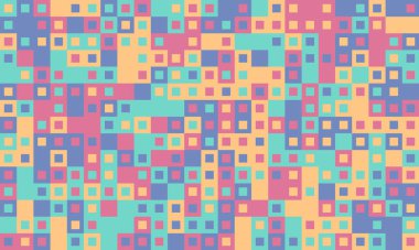 Soyut pastel kare mozaik desen. Web sitesi geçmişi, tekstil ya da eğlenceli markalar için ideal. Bu canlı, geometrik tasarım neşe ve enerjiyi çağrıştırıyor..