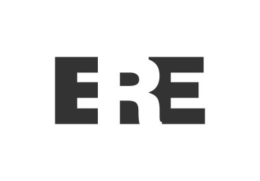 Logo tasarımı. İlk harf E R E koyu yazı tipi teknoloji girişimleri, danışmanlık, kurumsal markalaşma. Yaratıcı şirket adı, manşet başlıkları tipografi kimliği, moda logoti tipi. Vektör illüstrasyonu.