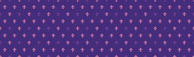 Zarif mor ve pembe fleurdelis deseni. Tekstil tasarımı, duvar kâğıdı, web sitesi arkaplanı ya da sofistike, tekrarlayan motif gerektiren her proje için mükemmel..