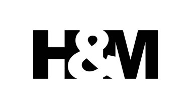HM logosu cesur bir şekilde tasarlandı. Siyah beyaz kimlik sembolü. Modern tipografi simgesi. Şirket marka ikonu. En küçük iş şablonu.