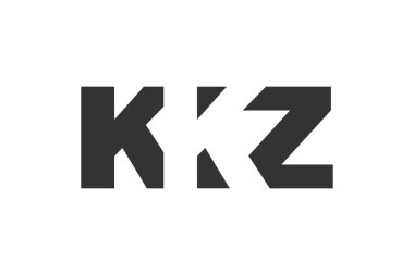 KKZ logo tasarımı. K-Z harfinin ilk harfi. Teknolojik girişimler, danışmanlık, kurumsal markalaşma için kalın yazı tipi. Yaratıcı şirket adı, manşet başlıkları tipografi kimliği, moda logoti tipi. Vektör illüstrasyonu.