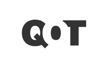 QOT logo tasarımı. Teknoloji girişimleri, danışmanlık, kurumsal markalaşma için ilk harf Q O T koyu yazı tipi. Yaratıcı şirket adı, manşet başlıkları tipografi kimliği, moda logoti tipi. Vektör illüstrasyonu.