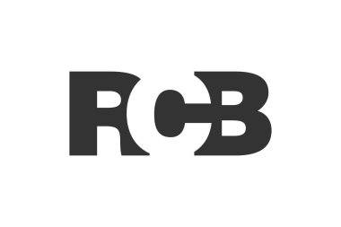 RCB logo tasarımı. İlk harf R C B kalın yazı tipi teknoloji girişimleri, danışmanlık, kurumsal markalaşma. Yaratıcı şirket adı, manşet başlıkları tipografi kimliği, moda logoti tipi. Vektör illüstrasyonu.