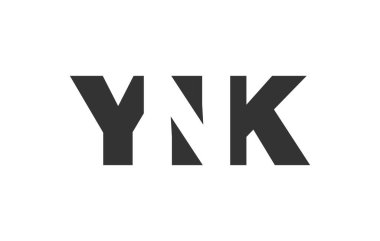 YNK logo tasarımı. Teknoloji girişimleri, danışmanlık, kurumsal markalaşma için ilk harf Y N K kalın yazı tipi. Yaratıcı şirket adı, manşet başlıkları tipografi kimliği, moda logoti tipi. Vektör illüstrasyonu.