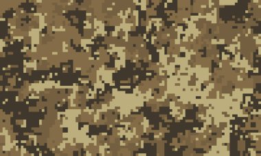 Soyut dijital kamuflaj modeli. Toprak renkleri çok yönlü tasarım uygulamaları web sitesi arka planı, kumaş baskıları veya askeri temalı projeler için kusursuz bir şekilde harmanlanır.