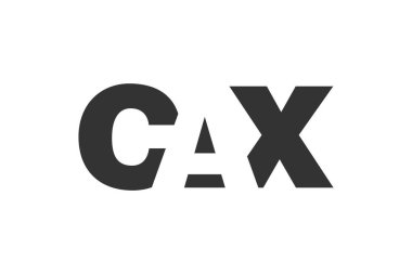 CAX logo tasarımı. İlk harf C A X koyu yazı tipi teknoloji girişimleri, danışmanlık, kurumsal markalaşma. Yaratıcı şirket adı, manşet başlıkları tipografi kimliği, moda logoti tipi. Vektör illüstrasyonu.