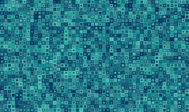 Soyut deniz mavisi kare mozaik desen. İnternet sitesi geçmişi, teknoloji sunumları ya da modern tasarım projeleri için kusursuz doku ideal. Teknoloji, veri veya dijital akış duygularını çağrıştırır.