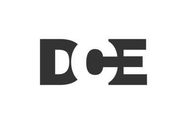 DCE logo tasarımı. İlk harf D C E koyu yazı tipi. Teknolojik girişimler, danışmanlık, kurumsal markalaşma için. Yaratıcı şirket adı, manşet başlıkları tipografi kimliği, moda logoti tipi. Vektör illüstrasyonu.
