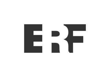 ERF logo tasarımı. İlk harf E R F koyu yazı tipi. Teknolojik girişimler, danışmanlık, kurumsal markalaşma için. Yaratıcı şirket adı, manşet başlıkları tipografi kimliği, moda logoti tipi. Vektör illüstrasyonu.
