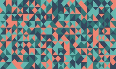 Soyut geometrik desen. Canlı deniz mavisi, mercan ve deniz üçgenleri web siteleri, sunumlar veya baskı tasarımı için ideal dinamik, dokulu bir arkaplan oluşturur..