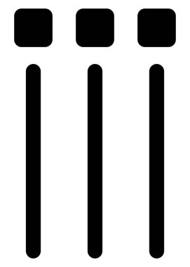 Gösterişli minimalist vektör ikonu yuvarlak başlıklı üç dikey sütun sergiliyor. Yapı ve organizasyonu sembolize etmek, modern web tasarımı ve dijital UIUX düzeni için idealdir.