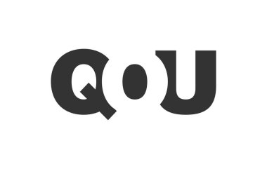 QOU logo tasarımı. Teknoloji girişimleri, danışmanlık, kurumsal markalaşma için ilk harf Q O U kalın yazı tipi. Yaratıcı şirket adı, manşet başlıkları tipografi kimliği, moda logoti tipi. Vektör illüstrasyonu.