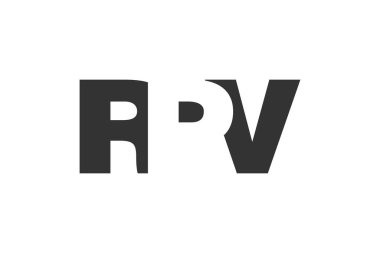 RPV logo tasarımı. İlk harf R P V kalın yazı tipi teknoloji girişimleri, danışmanlık, kurumsal markalaşma. Yaratıcı şirket adı, manşet başlıkları tipografi kimliği, moda logoti tipi. Vektör illüstrasyonu.