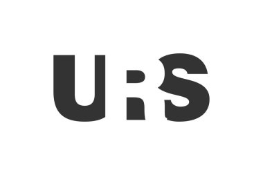 URS logo tasarımı. Teknoloji girişimleri, danışmanlık, kurumsal markalaşma için ilk harf UR koyu yazı tipi. Yaratıcı şirket adı, manşet başlıkları tipografi kimliği, moda logoti tipi. Vektör illüstrasyonu.