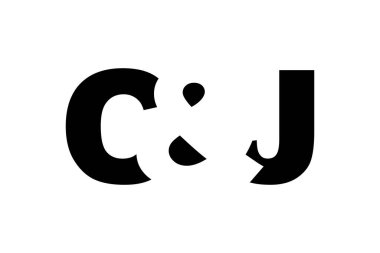 CJ logosu cesur bir şekilde tasarlandı. Siyah beyaz kimlik sembolü. Modern tipografi simgesi. Şirket marka ikonu. En küçük iş şablonu.