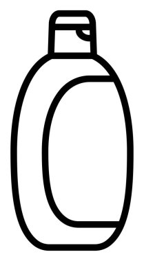 Projenizi bu temiz çizgi resim ikonu plastik şişeyle geliştirin. Şampuan, losyon veya sabun için çok yönlü bir sembol. Güzellik, hijyen ve kişisel bakım için ideal..