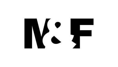 MF logosu cesur bir şekilde tasarlandı. Siyah beyaz kimlik sembolü. Modern tipografi simgesi. Şirket marka ikonu. En küçük iş şablonu.