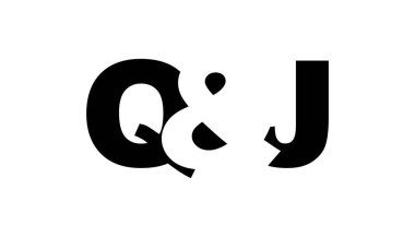 QJ logo tasarımı cesur bir şekilde. Siyah beyaz kimlik sembolü. Modern tipografi simgesi. Şirket marka ikonu. En küçük iş şablonu.