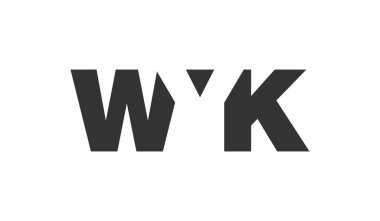 WYK logo tasarımı. İlk harf W K kalın yazı tipi teknoloji girişimleri, danışmanlık, kurumsal markalaşma. Yaratıcı şirket adı, manşet başlıkları tipografi kimliği, moda logoti tipi. Vektör illüstrasyonu.