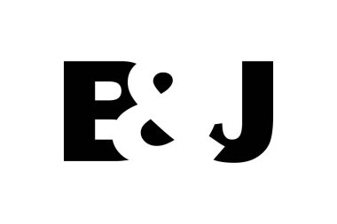 BJ logosu cesur bir şekilde tasarlandı. Siyah beyaz kimlik sembolü. Modern tipografi simgesi. Şirket marka ikonu. En küçük iş şablonu.