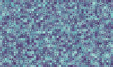 Soğuk mavi ve mor tonlarda küçük karelerin soyut mozaiği. Geçmişler, web sitesi tasarımı ya da teknolojik kavramlar için mükemmel. Verileri, karmaşıklığı veya birbirine bağlılığı temsil eder.