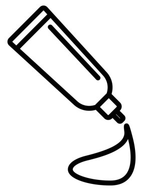 Yapıştırıcı veya jöle sıkan bir tüpün basit minimalist çizgi sanat simgesi. Bu çok yönlü vektör çizimi DIY, cilt bakımı veya tıbbı sembolize eder. Modern web tasarımı ve uygulamaları için mükemmel.