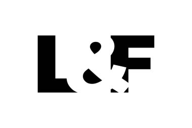LF logosu cesur bir şekilde tasarlandı. Siyah beyaz kimlik sembolü. Modern tipografi simgesi. Şirket marka ikonu. En küçük iş şablonu.