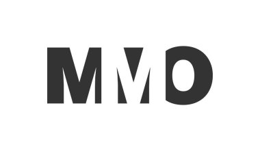 MMO logo tasarımı. Teknik girişimler, danışmanlık, kurumsal markalaşma için ilk harf M M O koyu yazı tipi. Yaratıcı şirket adı, manşet başlıkları tipografi kimliği, moda logoti tipi. Vektör illüstrasyonu.
