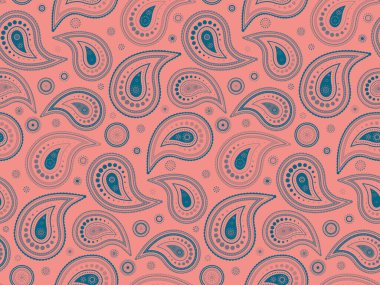 Moda kiliminden miras yaprağına. Klasik davetli Damask klasiği. Giysiler kıvrımlı, süs renkleri. İran şal desenli çağdaş çiçek.