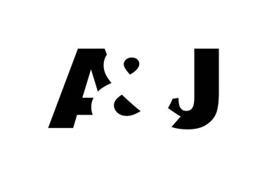 AJ logosu cesur bir şekilde tasarlandı. Siyah beyaz kimlik sembolü. Modern tipografi simgesi. Şirket marka ikonu. En küçük iş şablonu.