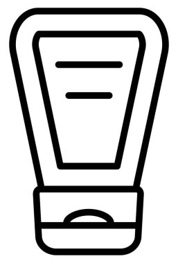 Kozmetik tüpü temsil eden temiz minimalist sanat simgesi. Güzellik, hijyen, cilt bakımı ve uygulama tasarımı için mükemmel. Losyon, krem veya güneş kremi ürünleri için çok yönlü sembol.