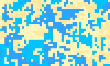 Soyut piksel sanat arkaplanı. Canlı mavi ve soluk sarı bloklar dinamik ve dokulu bir etki yaratır. Web sitesi afişleri, dijital sanat veya modern tasarım projeleri için ideal.