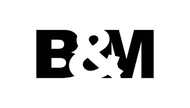 BM logo tasarımı cesur bir şekilde. Siyah beyaz kimlik sembolü. Modern tipografi simgesi. Şirket marka ikonu. En küçük iş şablonu.