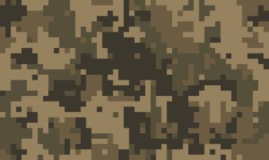 Soyut dijital kamuflaj modeli. Toprak renkler çok yönlü bir arkaplan için kusursuz bir şekilde harmanlanır. Askeri, oyun, moda veya teknoloji tasarımları için ideal.
