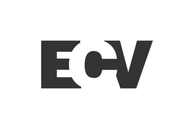 ECV logo tasarımı. İlk harf E C V kalın yazı tipi teknoloji girişimleri, danışmanlık, kurumsal markalaşma. Yaratıcı şirket adı, manşet başlıkları tipografi kimliği, moda logoti tipi. Vektör illüstrasyonu.